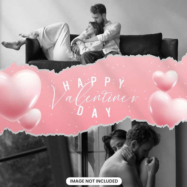 Valentine photo torn paper mockup