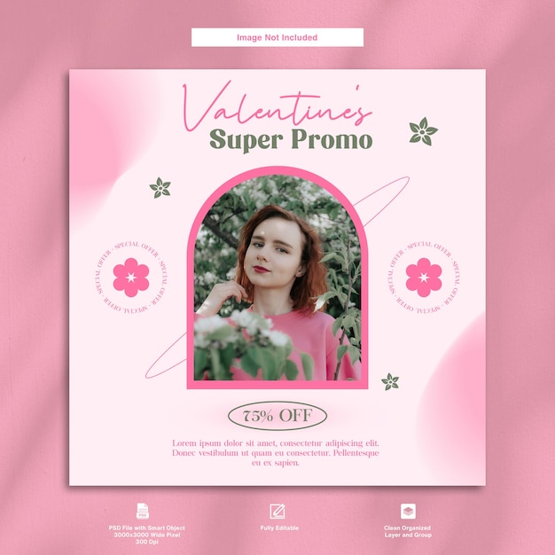 Valentine promotion fashion product instagram post template design