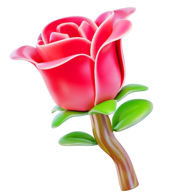 Valentine rose 3d render icon