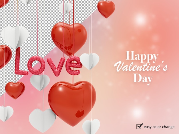 День святого валентина фон с сердечками и макет воздушного шара любви