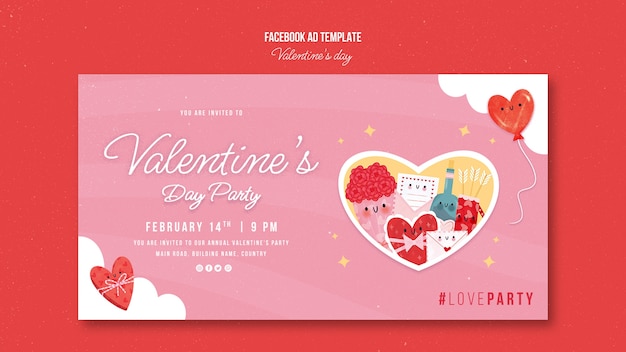 PSD valentine's day celebration facebook template
