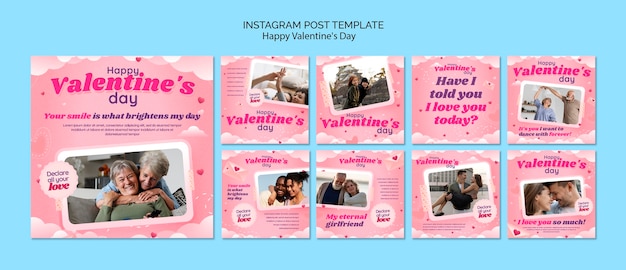 Modello di post di instagram per la celebrazione di san valentino