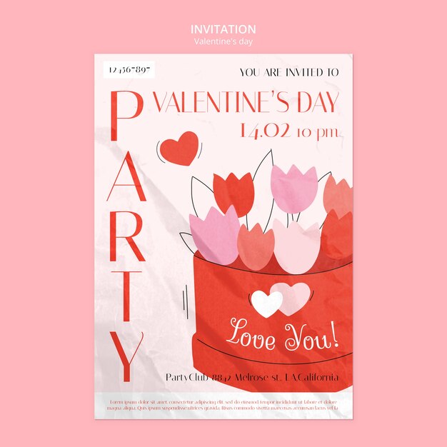 Valentine's day celebration invitation template