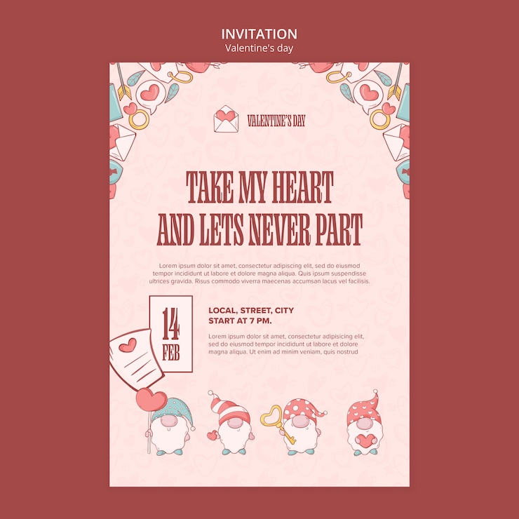 PSD valentine's day celebration invitation template