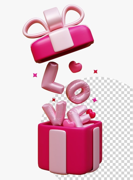 Valentine's day design Realistic gift box opening full of shape hearts