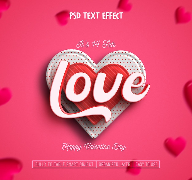 PSD valentine's day editable text effect