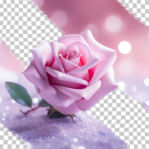 Giorno di san valentino cartolina splendida con rosa focalizzata su sfondo festivo sfondo trasparente