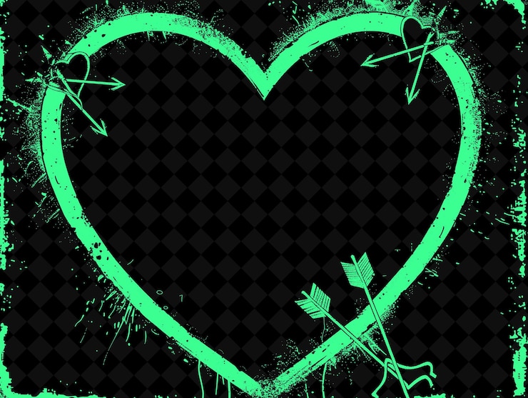PSD valentine's day heart frame z sznurkiem koronkowym i strzałkami cupida png creative background design