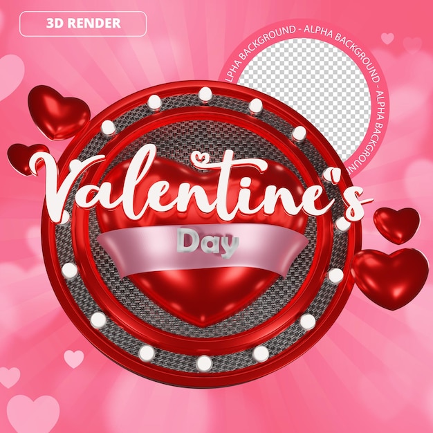 Valentine's day heart and love 3d  red circle