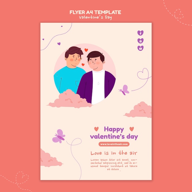 Valentine's day illustrated flyer template