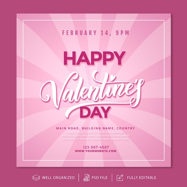Шаблон поста и баннера на День святого Валентина в Instagram