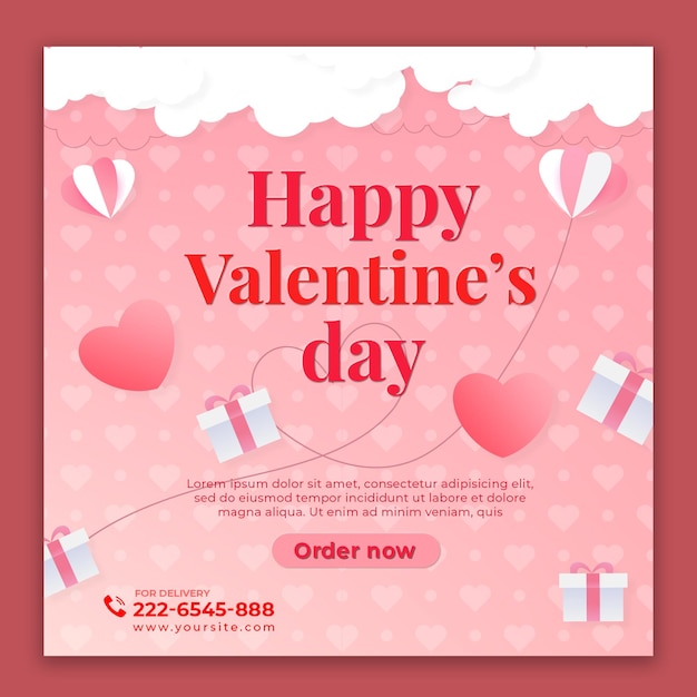 Valentine's day instagram post design premium psd