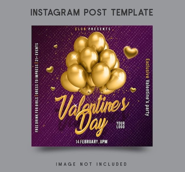 PSD disegno del modello di post instagram di san valentino
