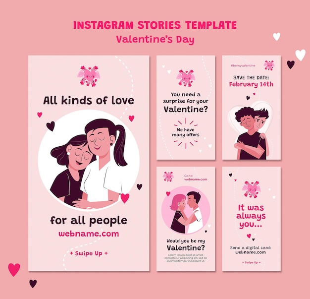 PSD storia di instagram di san valentino illustrata