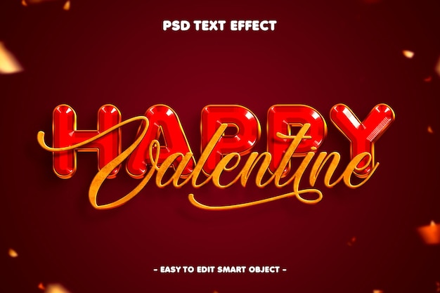 PSD giorno di san valentino amore effetto di testo modificabile