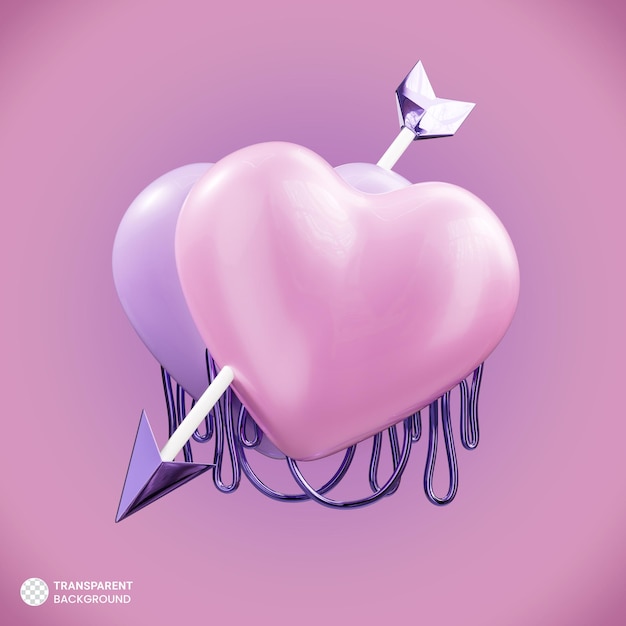 PSD valentine's day love heart balloon isolated 3d render