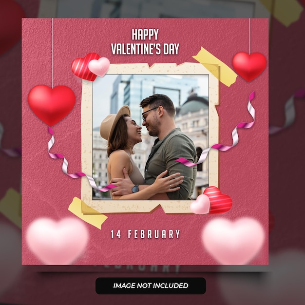 PSD valentine's day party flyer social media post and web banner template
