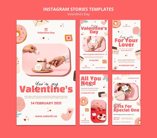 PSD storie instagram della festa di san valentino