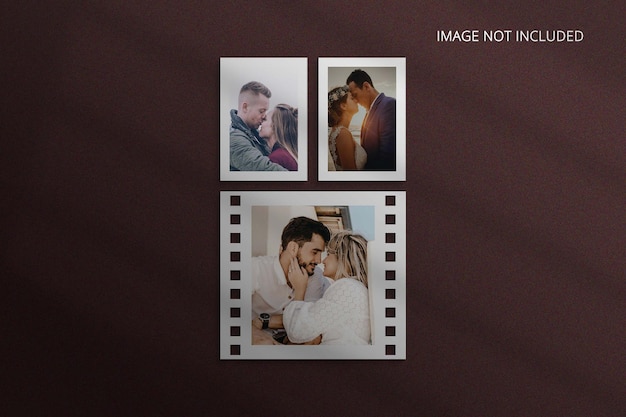 Valentine's day photo frame mockup with paper 3d rendering psd file