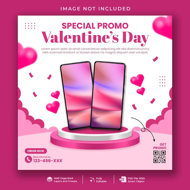 PSD valentine's day promotion social media post template