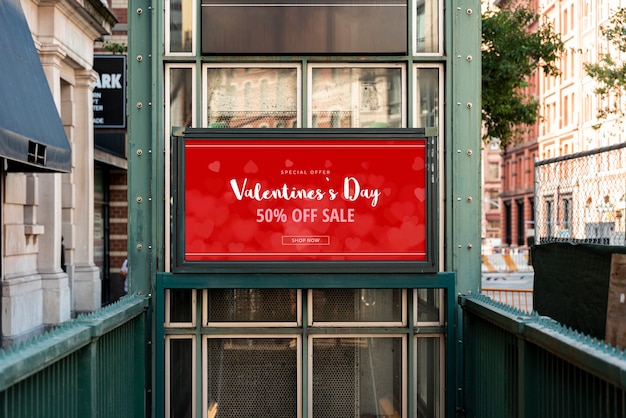 Valentine's day sale billboard mock-up