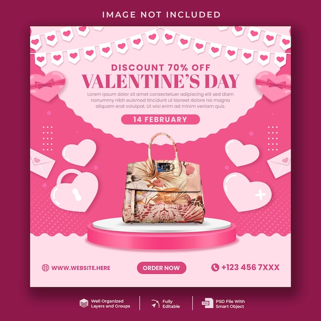 PSD valentine's day sale social media post template