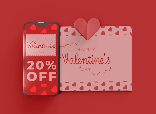 PSD mockup di smartphone per san valentino