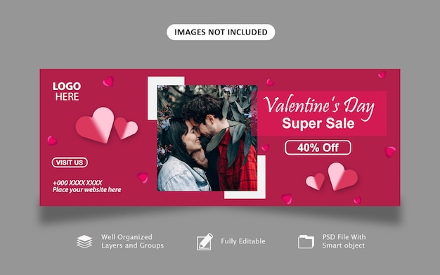 PSD valentine's day social media cover and web banner template