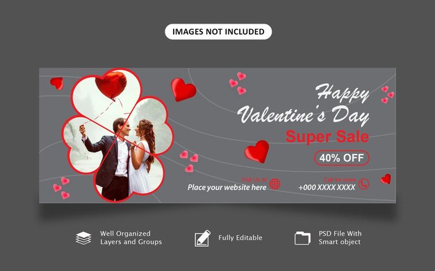 PSD valentine's day social media cover and web banner template