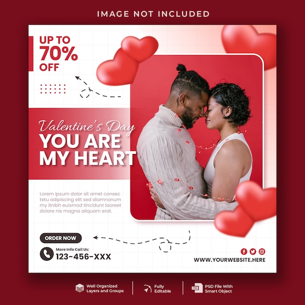 PSD valentine's day social media post template