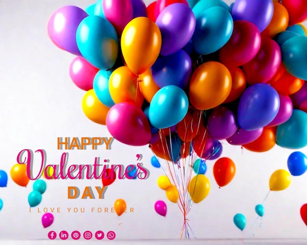 PSD valentine's day vector background design happy valentine's day text with lasso hearts and gifts