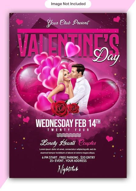 PSD valentine's day viering flyer