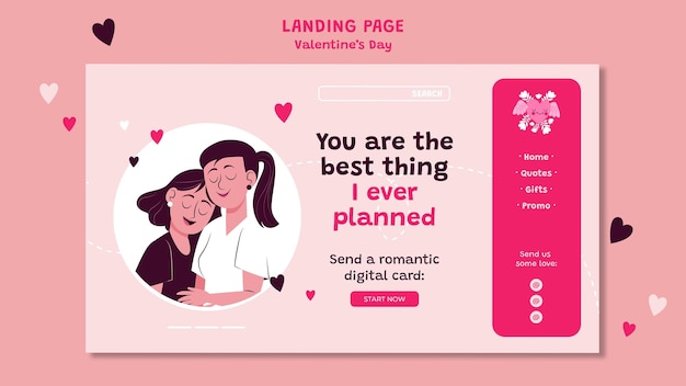 PSD modello web di san valentino illustrato