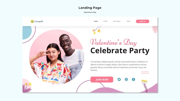 Valentine's day web template with photo