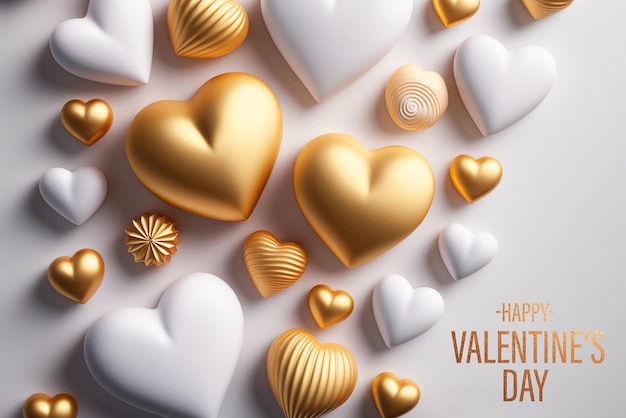 День святого валентина белый и золотой с сердцем 3d фон шаблон социальных сетей