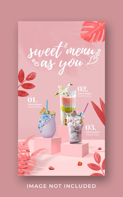 Valentine's drink menu promotion social media instagram story banner template