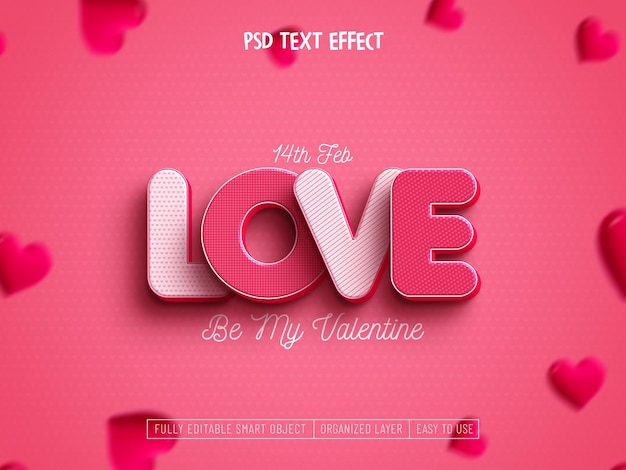 PSD valentine's love editable text effect