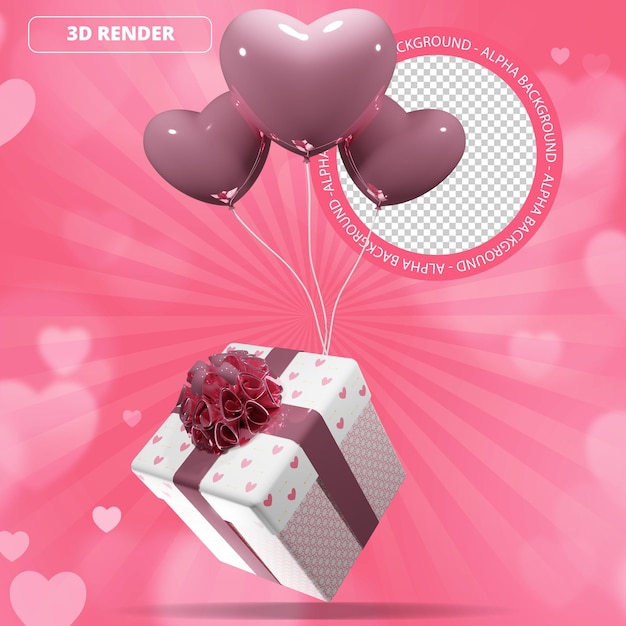 Valentine's mother's day heart and love pink ballons flying