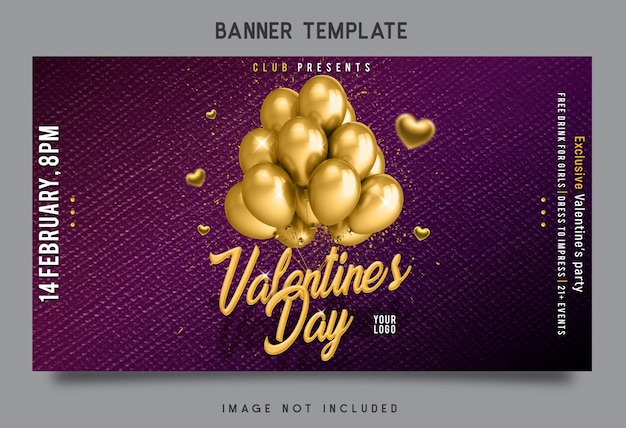PSD valentine's party banner template design