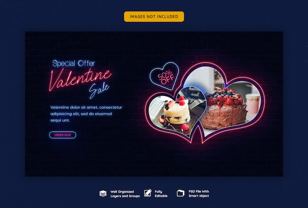 Modello di banner web vendita di san valentino