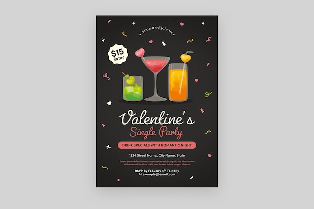 PSD valentine's single party flyer template in psd v1