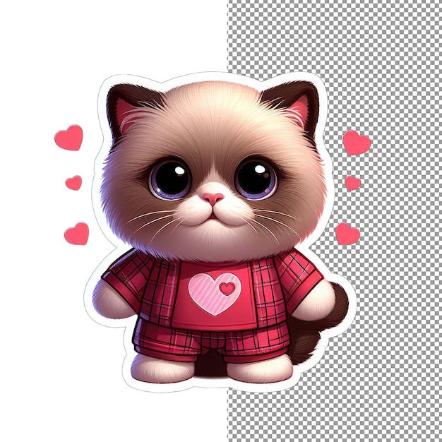 PSD valentine's velvet romantic cat charm sticker