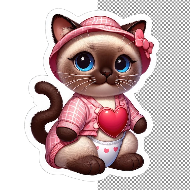 PSD valentine's velvet romantic cat charm sticker