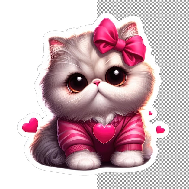 PSD バレンタインのベルベットロマンチックな猫のチャームステッカー