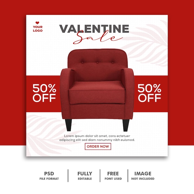 Valentine sale post for social media