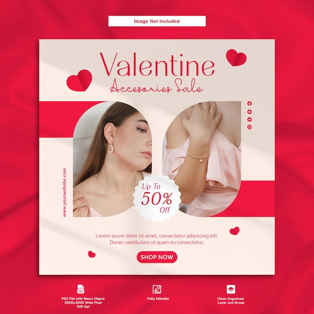 valentine sale women accessories discount offer  instagram post template design