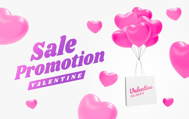 Valentine shopping promotie banner mockup