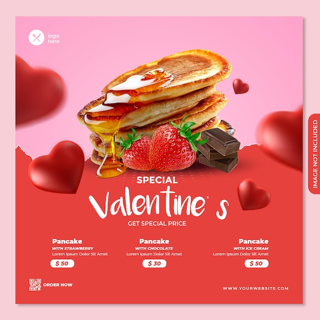 PSD modello di banner post sui social media di san valentino