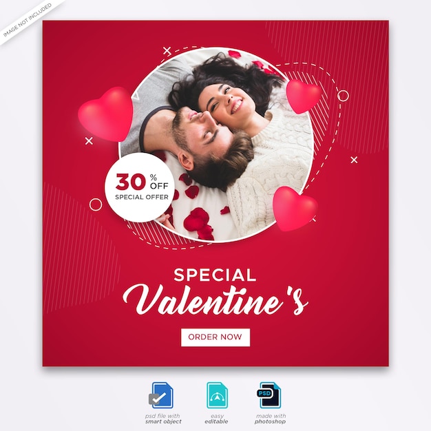 Valentine social media post banner template