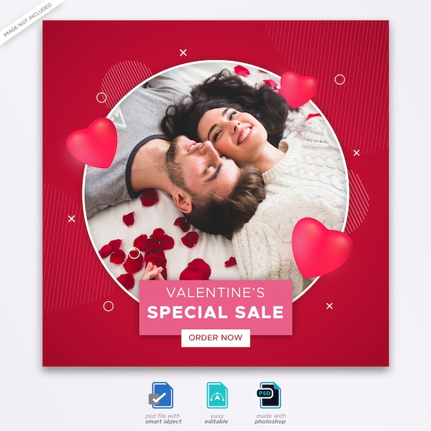 Valentine social media post banner template